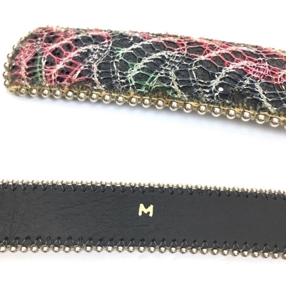 VINTAGE Belt Lace 80s 90s Rainbow Bead Edges Glitter Madonna Paula Abdul Style - Picture 4 of 9